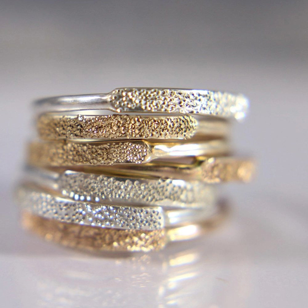 Diamond Dusted Narrow Stacking Ring (Select Size + Material)