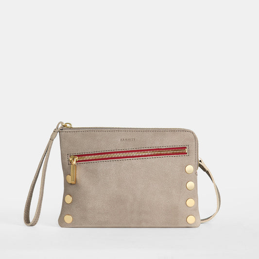 Hammitt Nash Small Crossbody Bag - Pewter/Brushed Gold with Red Zip