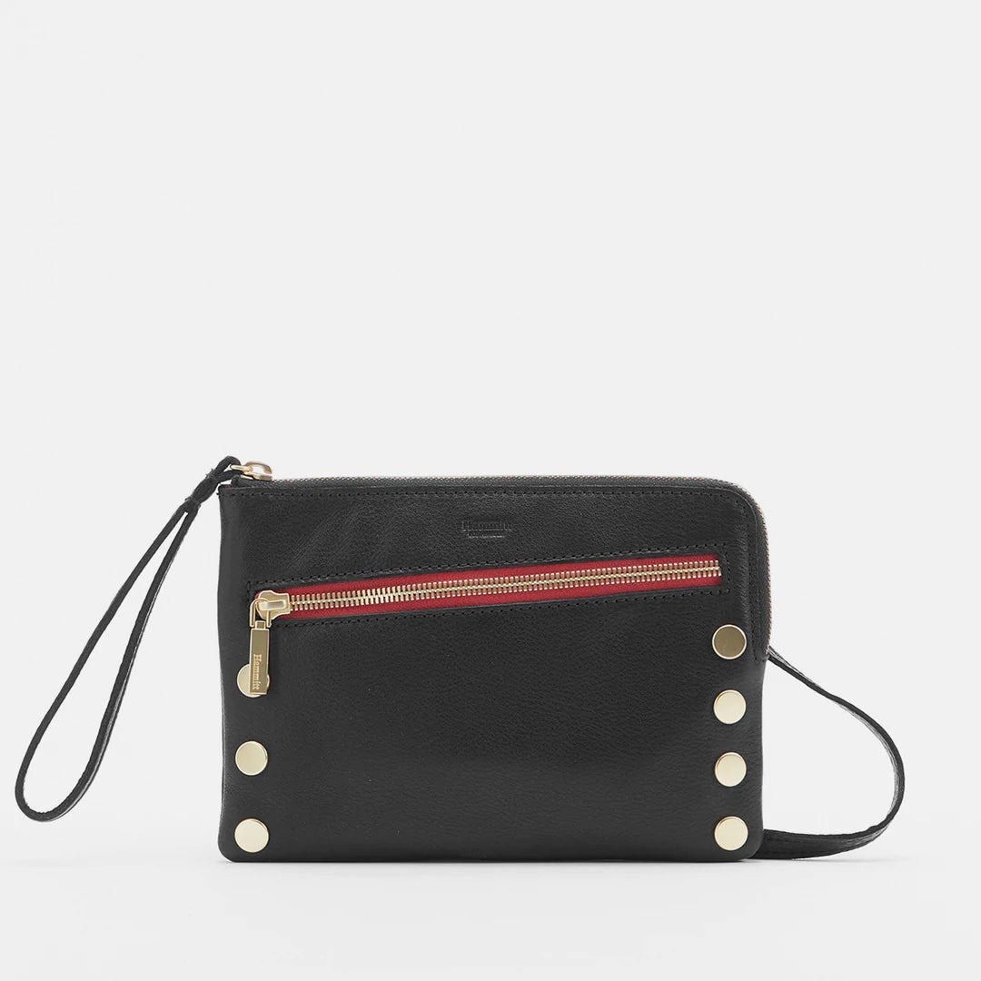 Hammitt Nash Small Crossbody Bag - Black/Brushed Gold with Red Zip