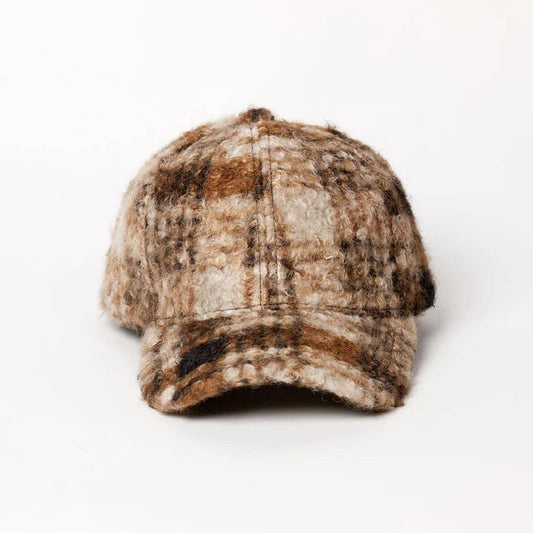 Brown Plaid Sherpa Cap