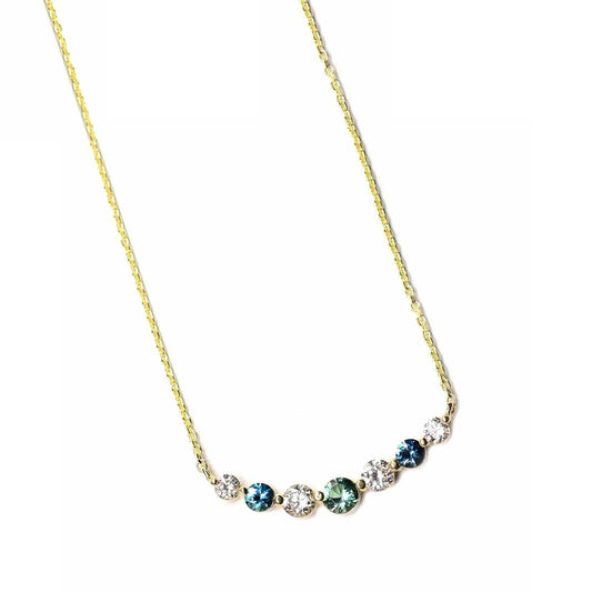 14k Gold, Teal Tourmaline + White Diamond 'Orocco' Necklace