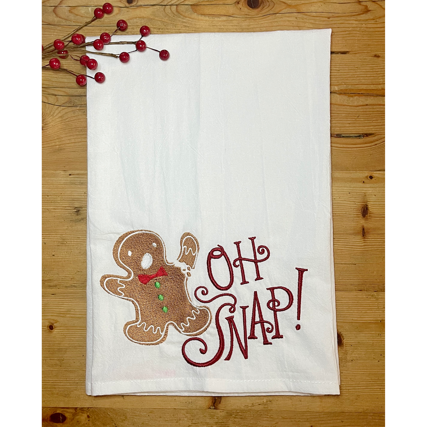 Oh Snap! - Embroidered Flour Sack Kitchen Towel