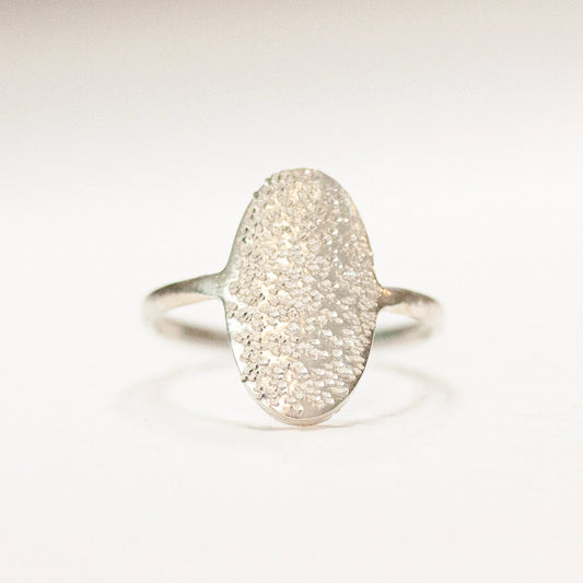 Diamond Dusted Orbit Oval Statement Ring - Sterling Silver