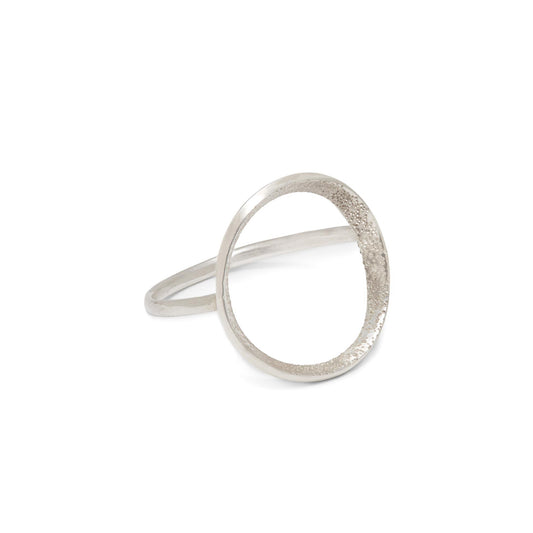 Diamond Dusted Open Oval Ring - Sterling Silver