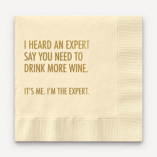 ‘Drink More Wine’ Paper Cocktail Napkins