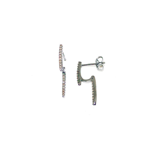 Oxidized Sterling Silver + Diamond Double Pin Post Earrings