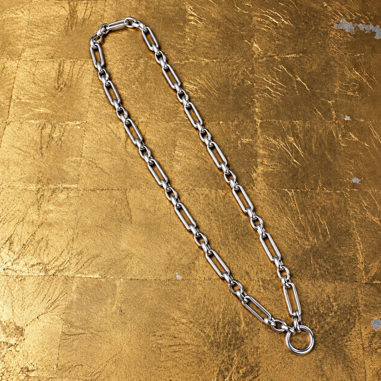 Oxidized Sterling Silver Chunky Link Chain with Carabiner