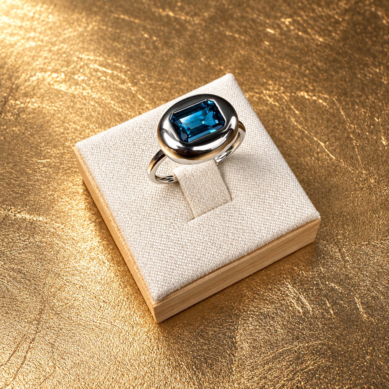 London Blue Topaz Sterling Silver Cushion Ring