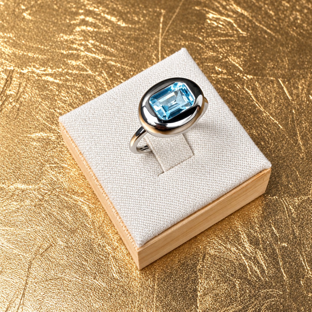 Swiss Blue Topaz Sterling Silver Cushion Ring