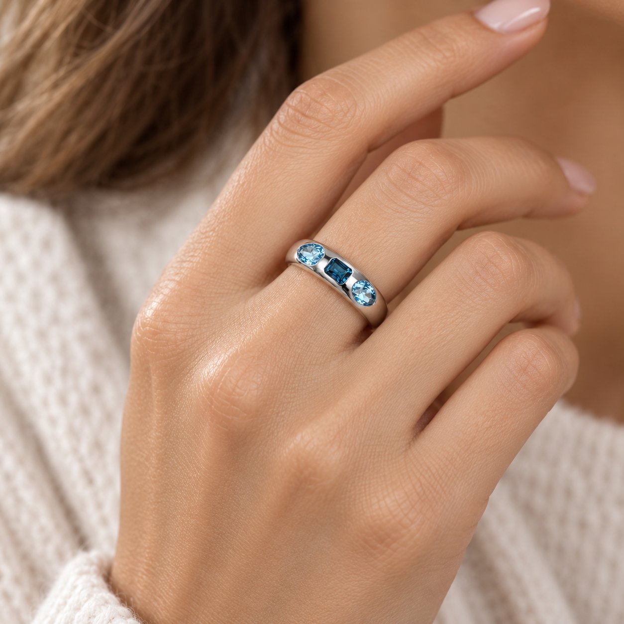 Swiss + London Blue Topaz Sterling Silver Dome Ring