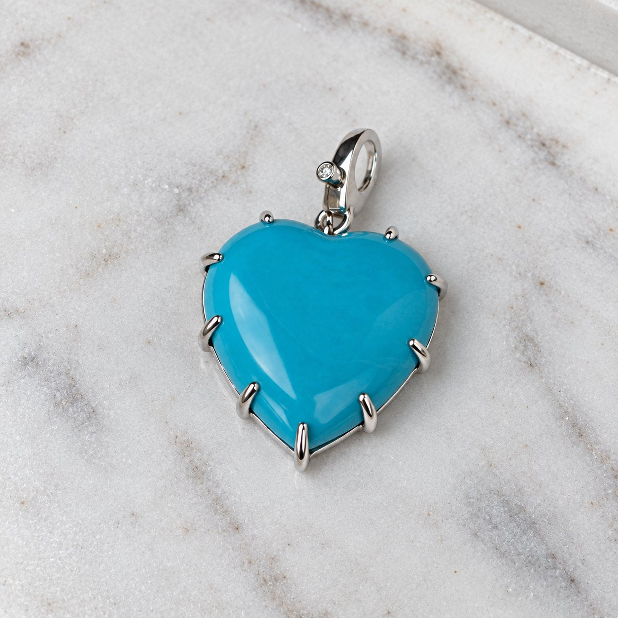 Sterling Silver + Turquoise Heart Charm