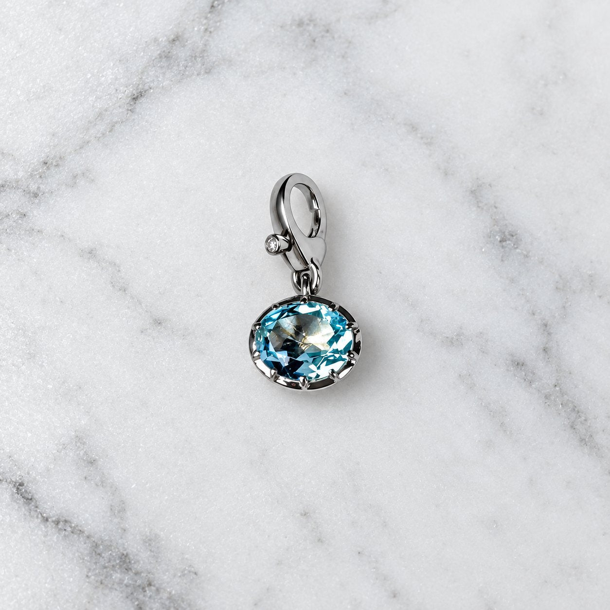 Sterling Silver + Blue Topaz Oval Drop Charm