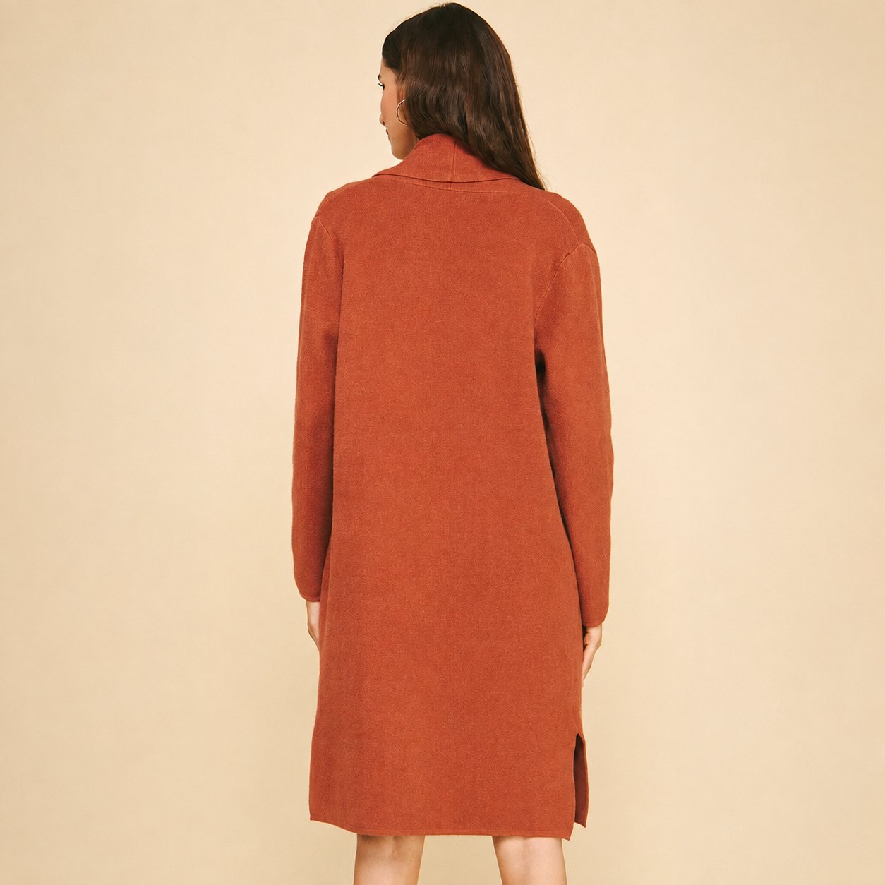 Open Knitted Long Cardigan - Amber