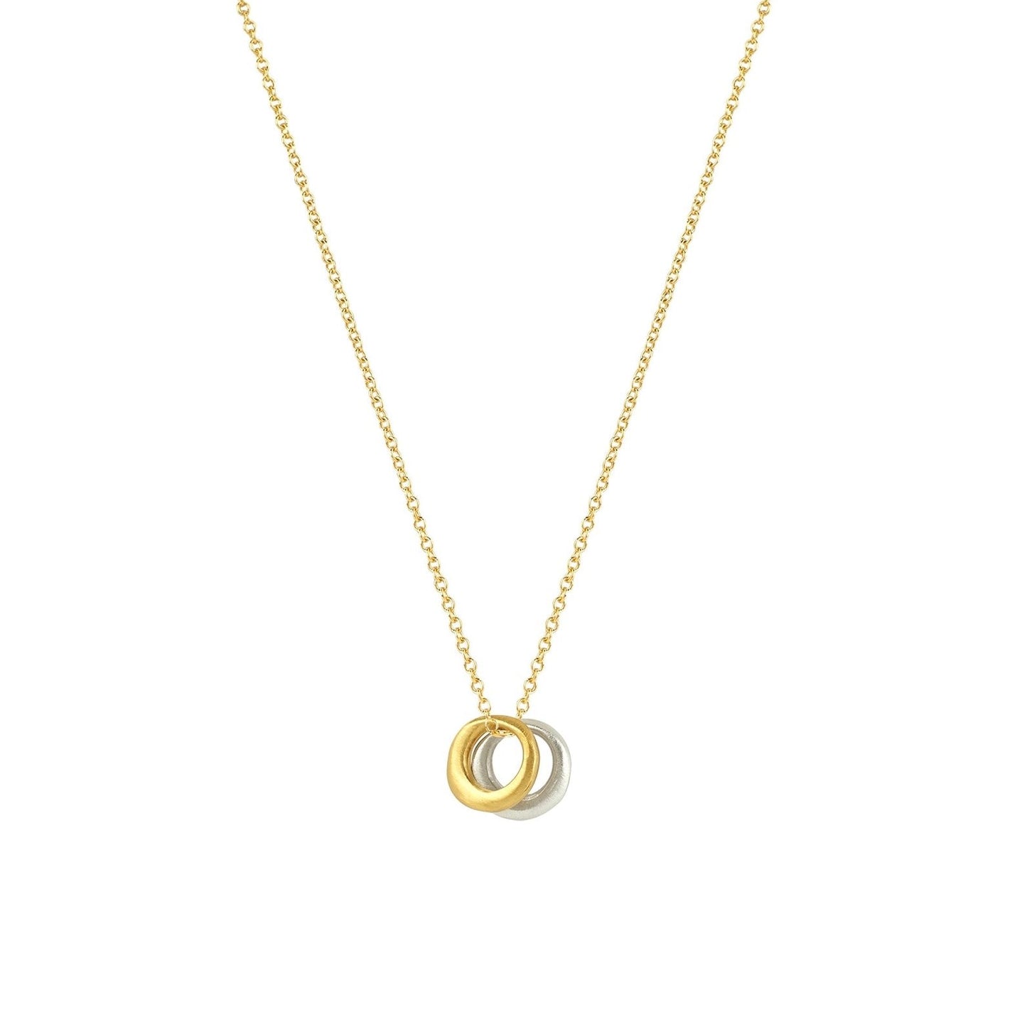Two Little Circles Mixed Metal Necklace