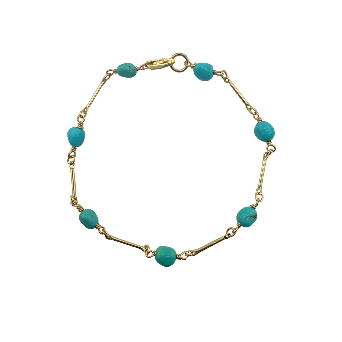 Turquoise Bar Chain Bracelet - Gold