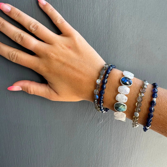 Moonstone + Labradorite Gemstone Bracelet