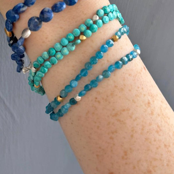 Apatite Beads Bracelet — Sterling Silver