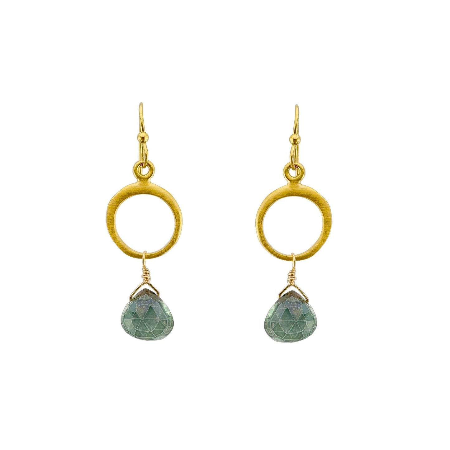 Circle with Mystic Quartz Dangle Earrings — Gold Vermeil