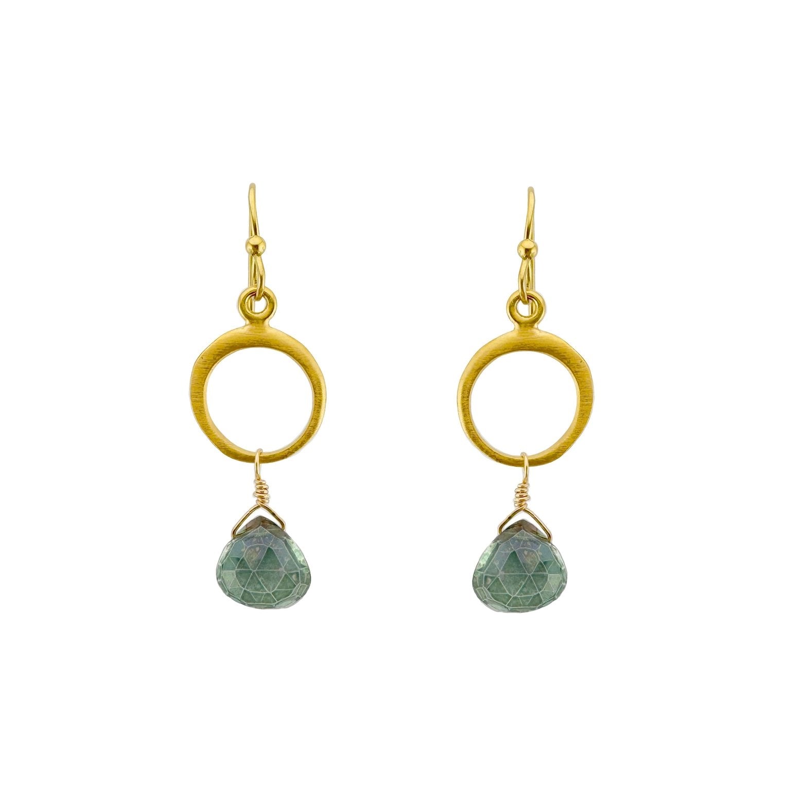Circle with Mystic Quartz Dangle Earrings — Gold Vermeil