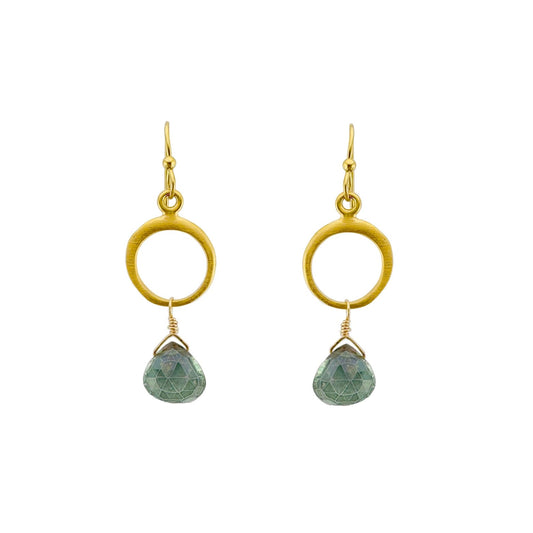 Circle with Mystic Quartz Dangle Earrings — Gold Vermeil