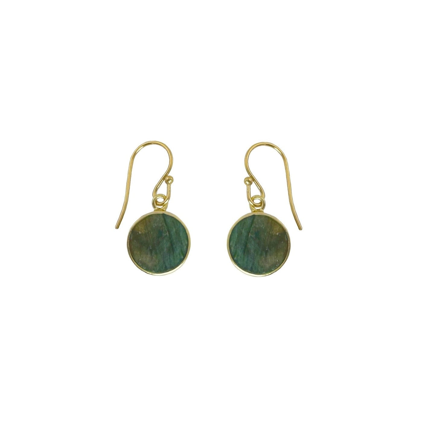 Labradorite Coin Earrings — Gold Vermeil