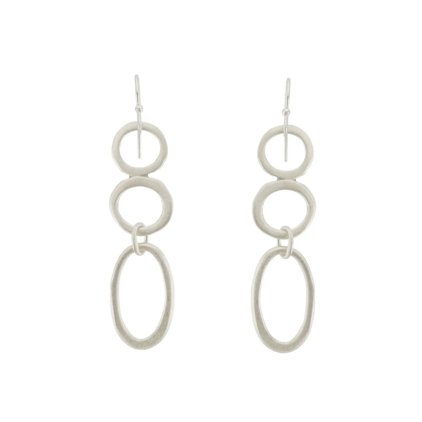 Circles + Oval Dangle Earrings - Sterling Silver