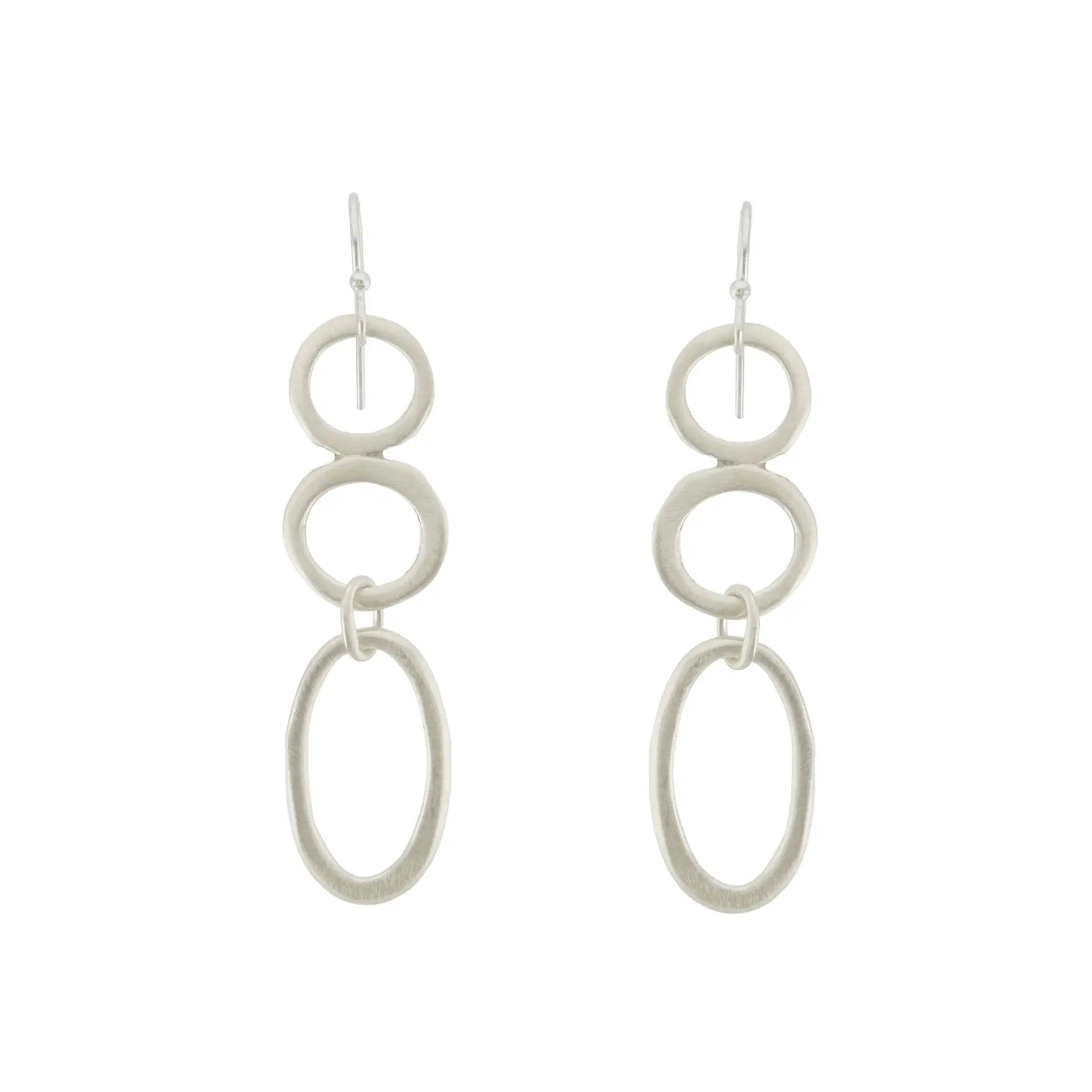 Circles + Oval Dangle Earrings - Sterling Silver