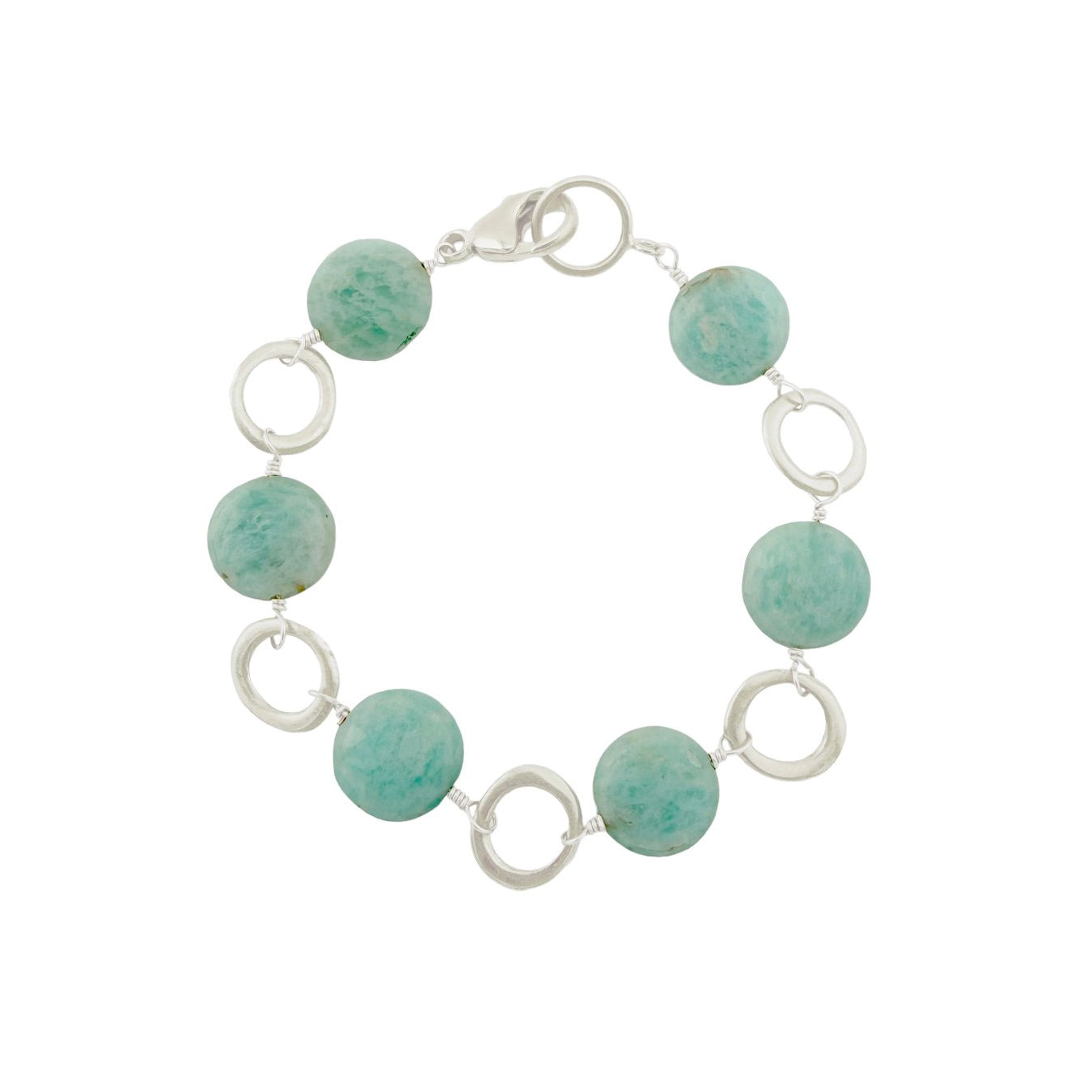 Circles with Amazonite Coins Bracelet - Sterling Silver
