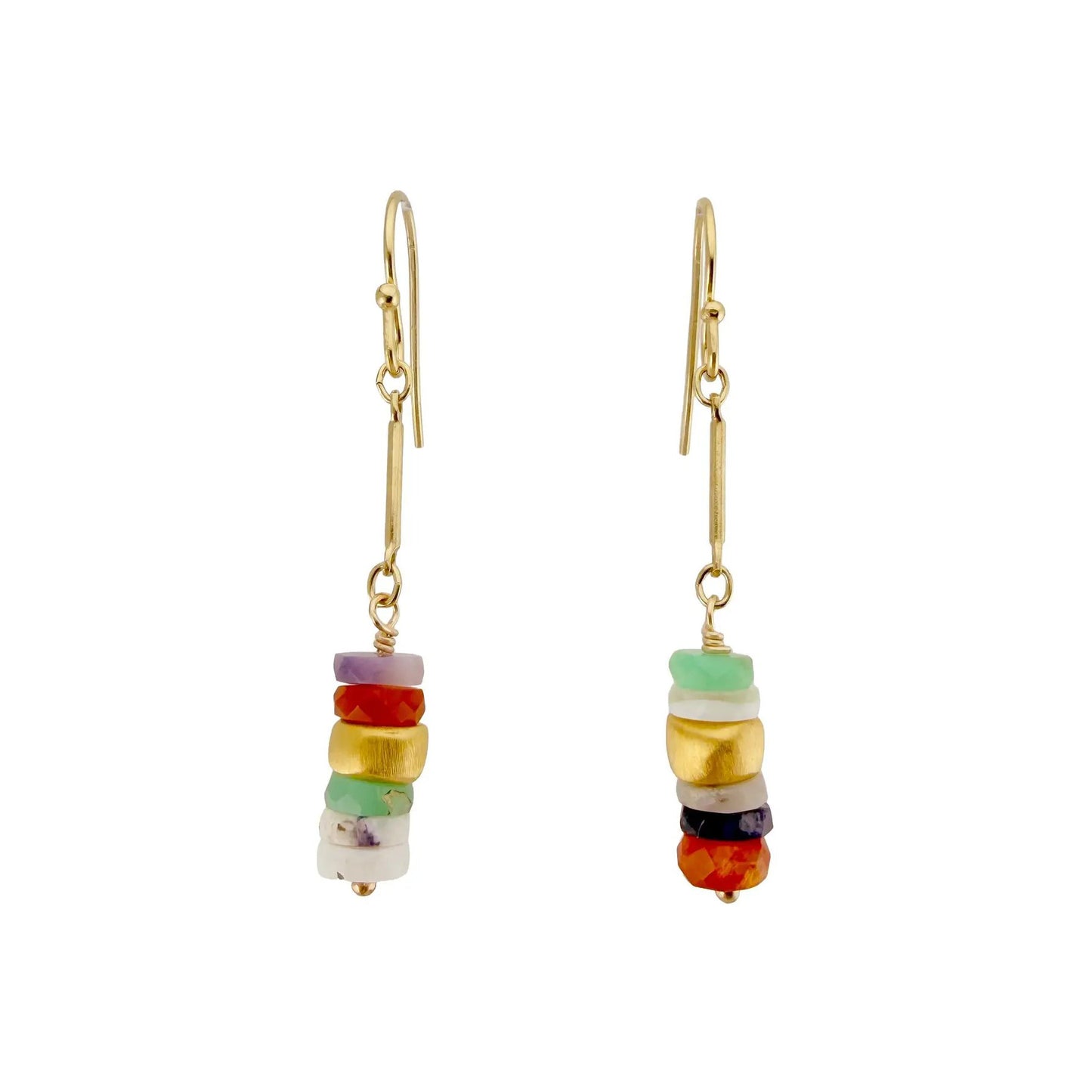 Stacked Opals Drop Earrings - Gold Vermeil