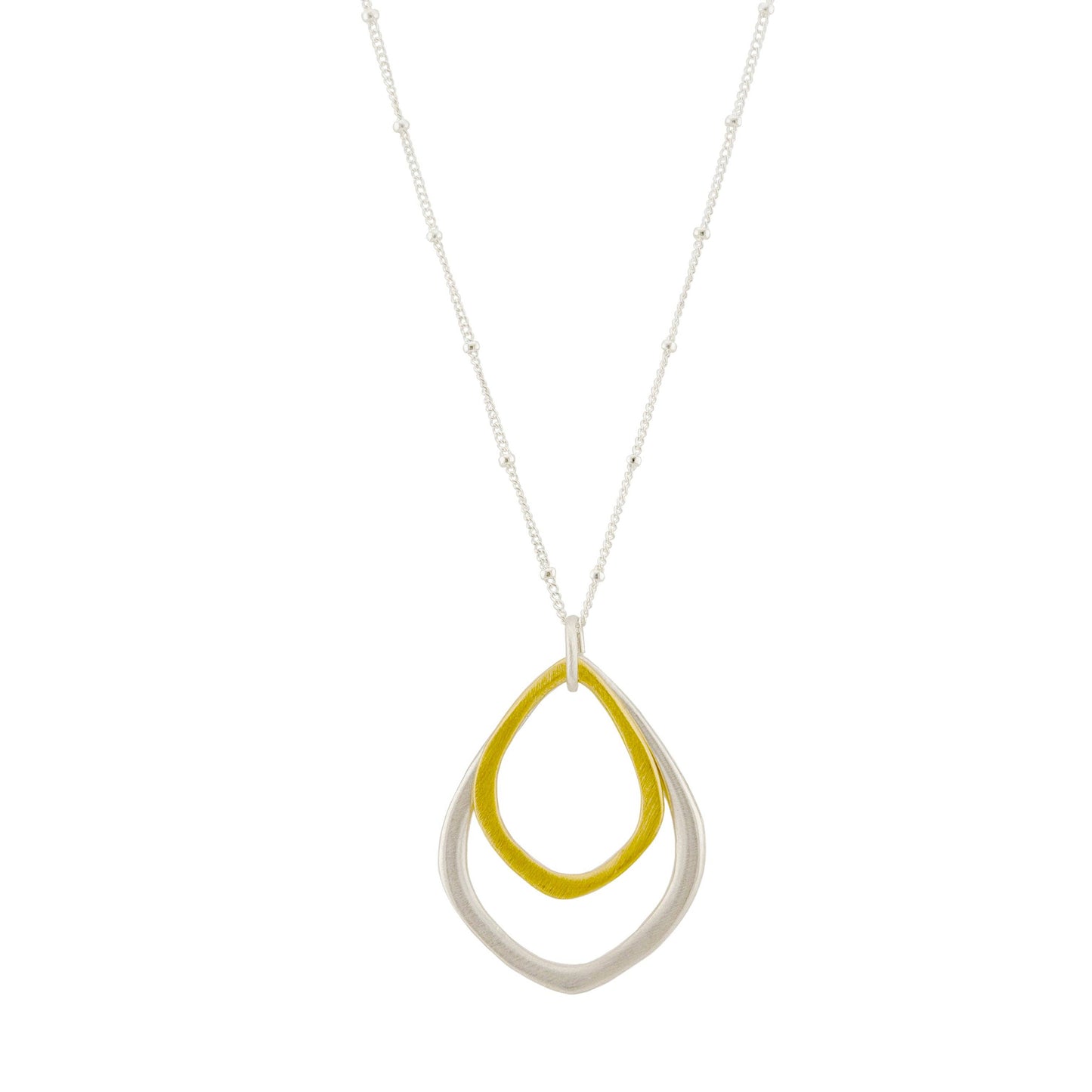 Double Small Lotus Pendant Necklace - Mixed Metal