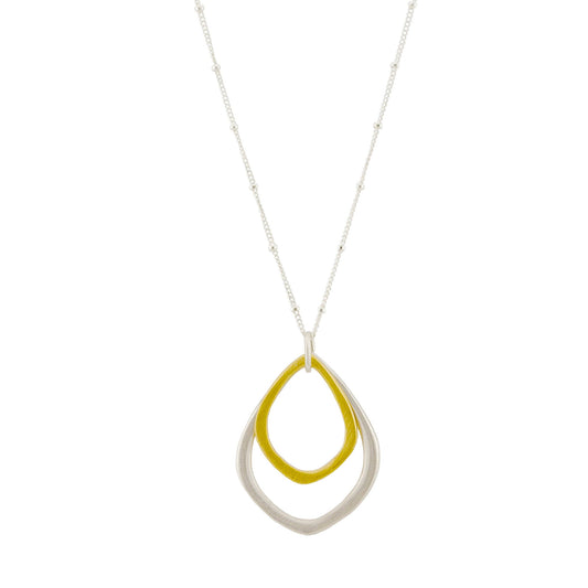 Double Small Lotus Pendant Necklace - Mixed Metal