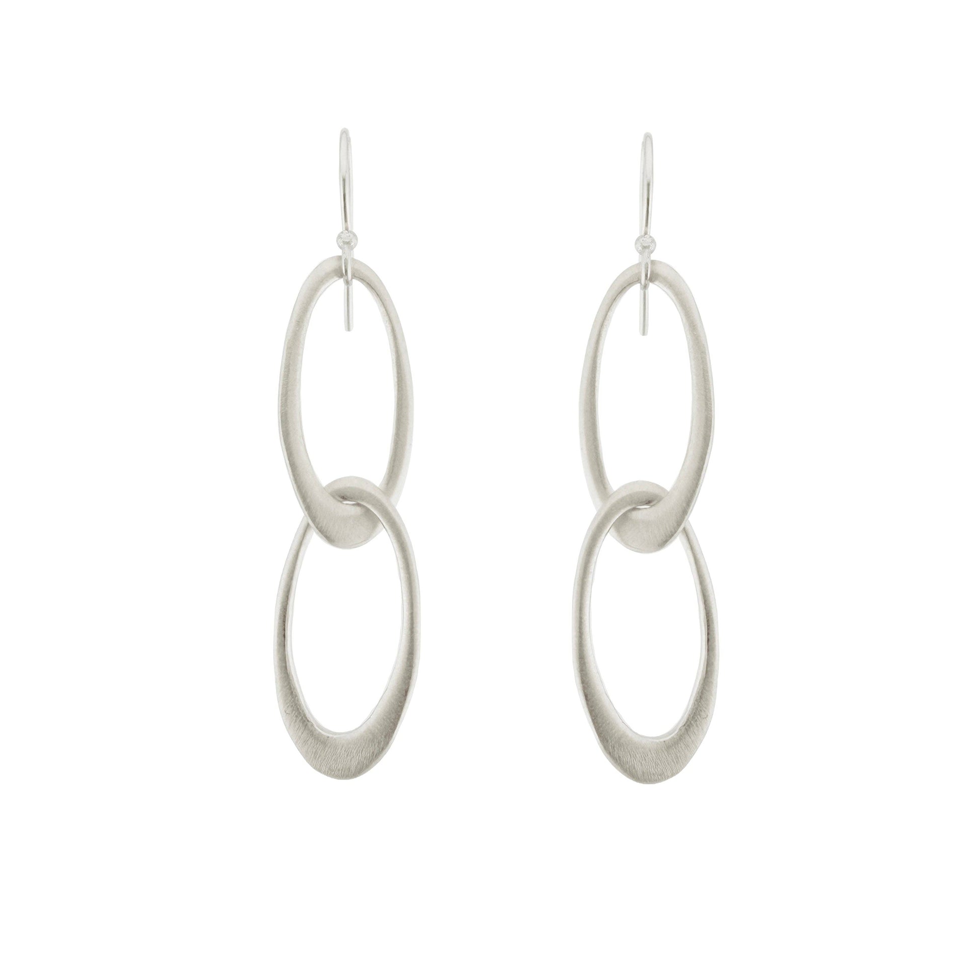 Linked Ovals Dangle Earrings - Sterling Silver