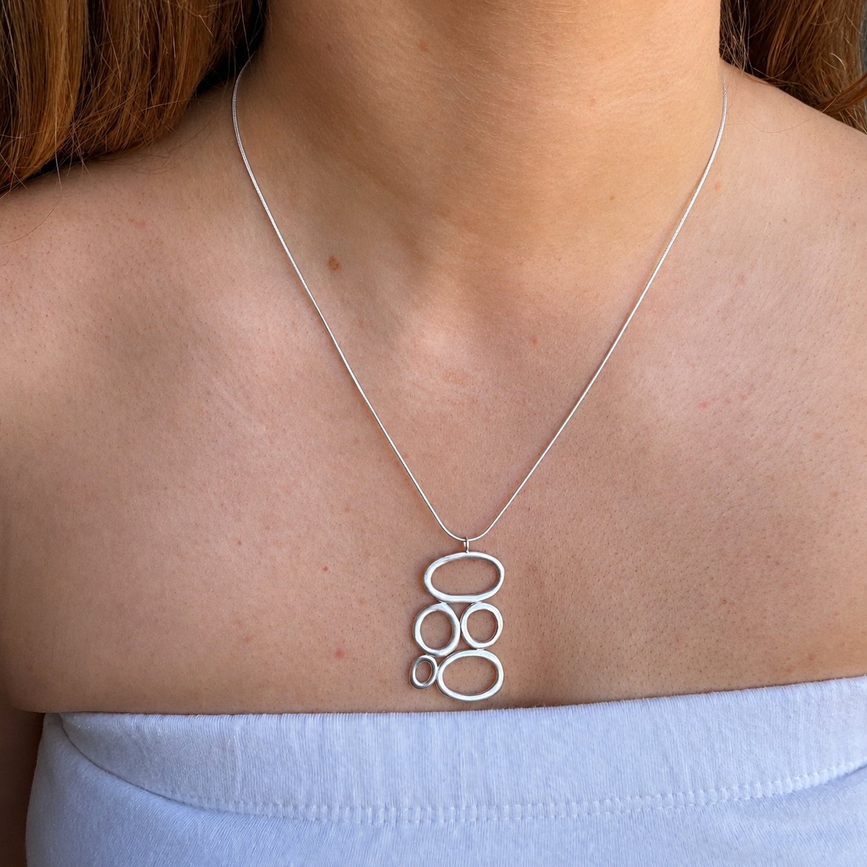 Multi Ovals Pendant Necklace - Sterling Silver