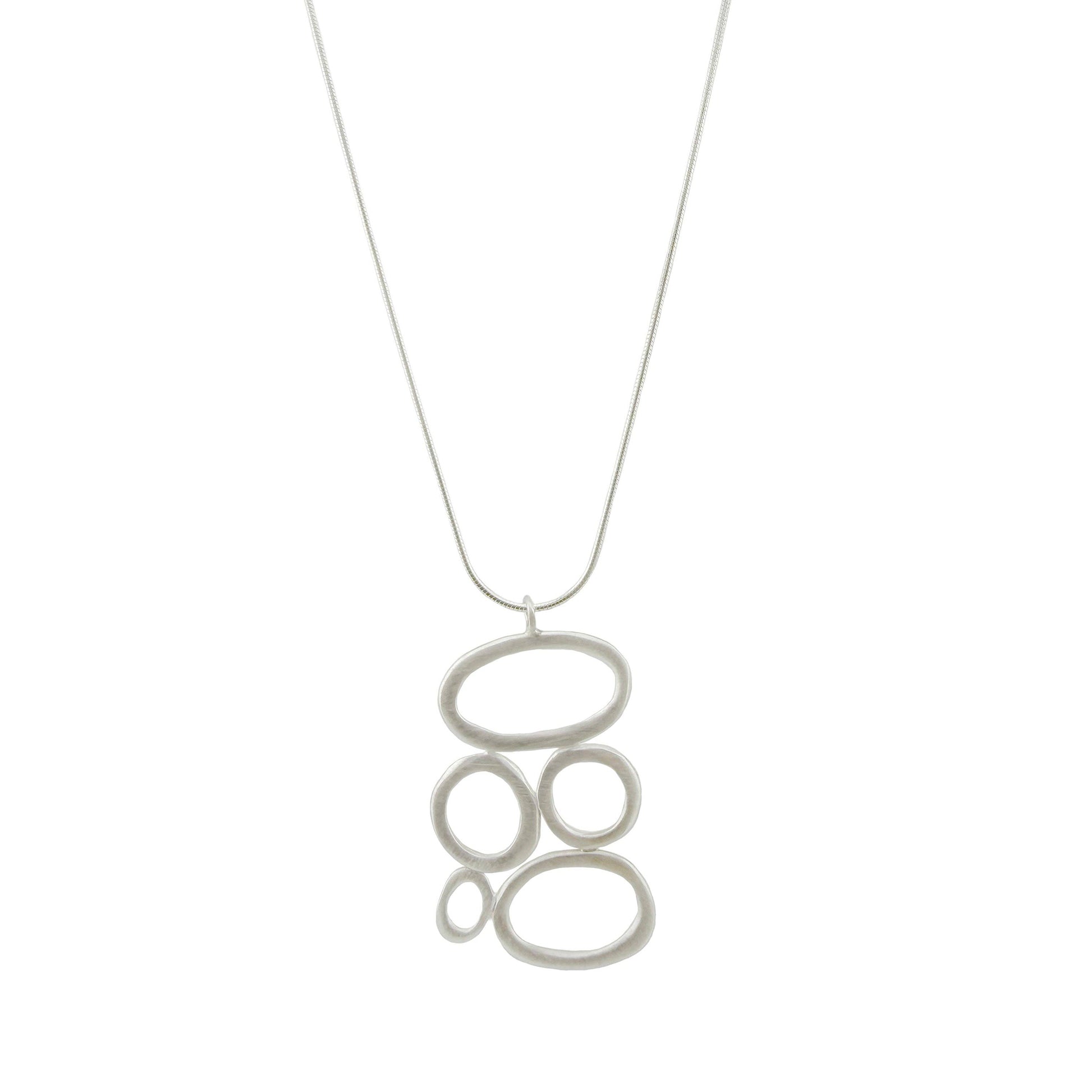 Multi Ovals Pendant Necklace - Sterling Silver