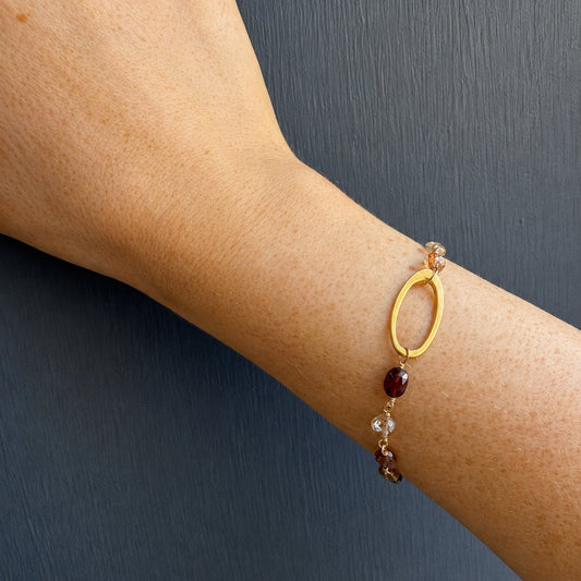 Oval with Multi-Tone Zircons Bracelet - Gold Vermeil