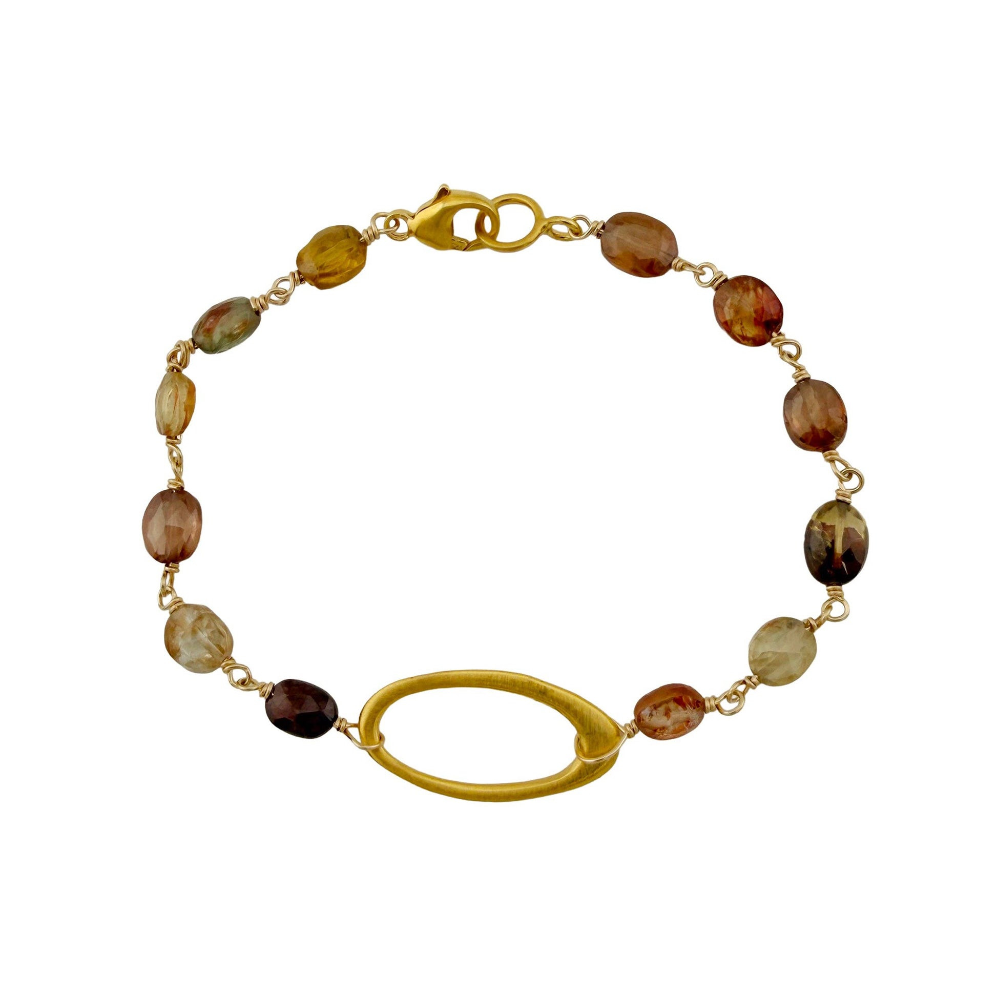 Oval with Multi-Tone Zircons Bracelet - Gold Vermeil