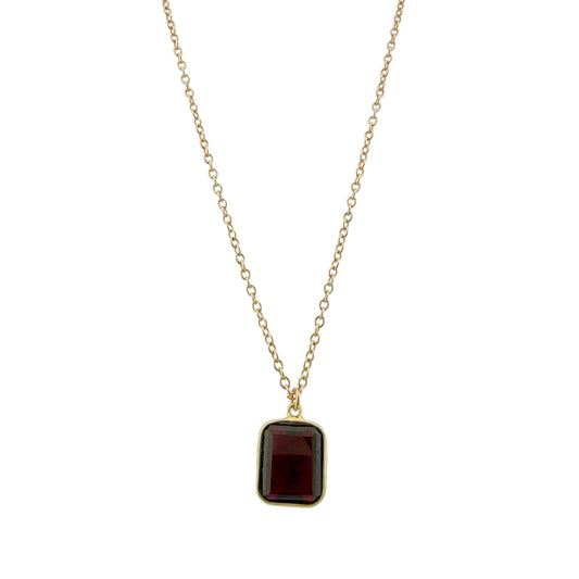 Rectangle Garnet Pendant Necklace - Gold Vermeil