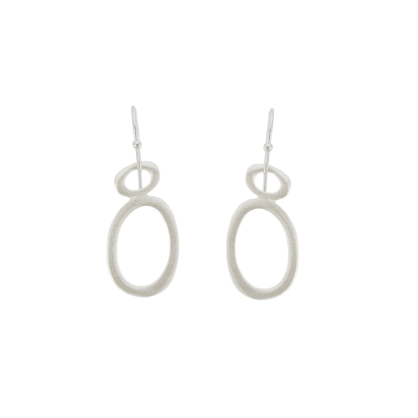 Small Double Oval Dangle Earrings - Sterling Silver