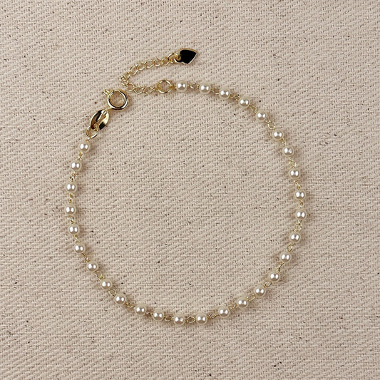 Simulated Pearl Bracelet - Gold Fill