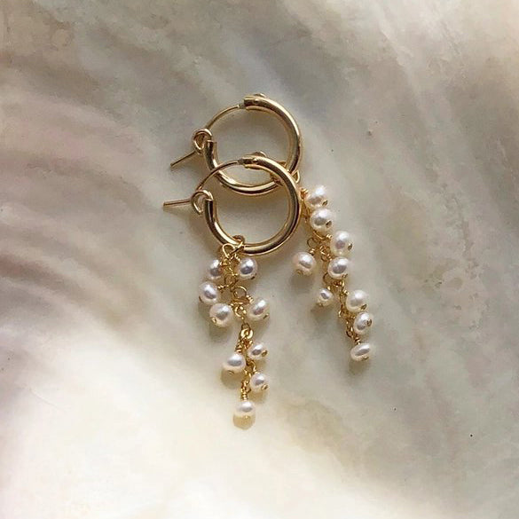 Pearl Dust Mini Hoop Earrings