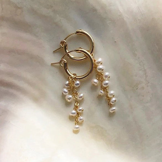 Pearl Dust Mini Hoop Earrings
