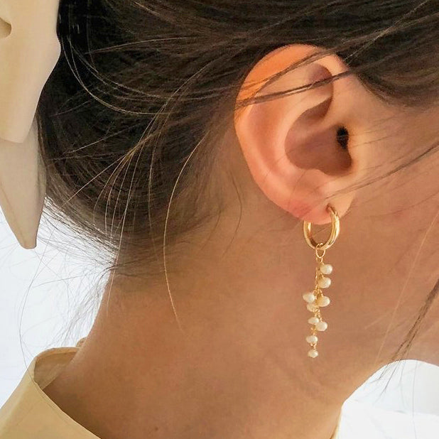 Pearl Dust Mini Hoop Earrings