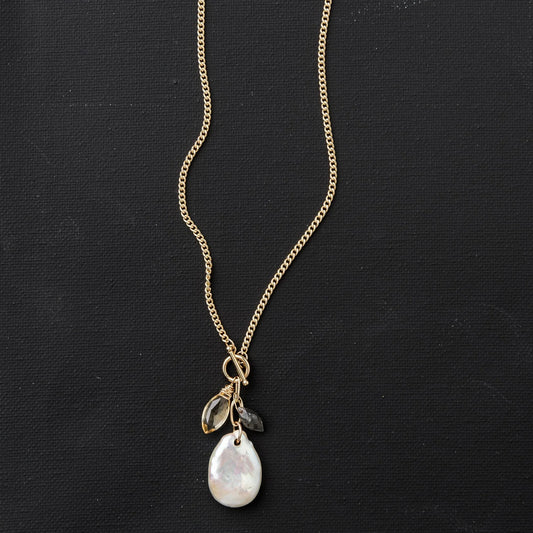 Freshwater Pearl + Gemstone Cluster Necklace