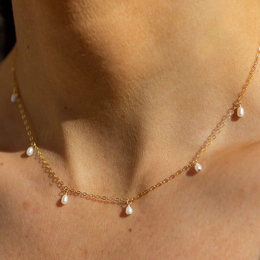 Petite Freshwater Pearl Droplets Necklace