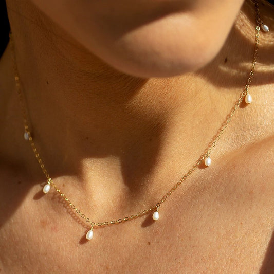 Petite Freshwater Pearl Droplets Necklace