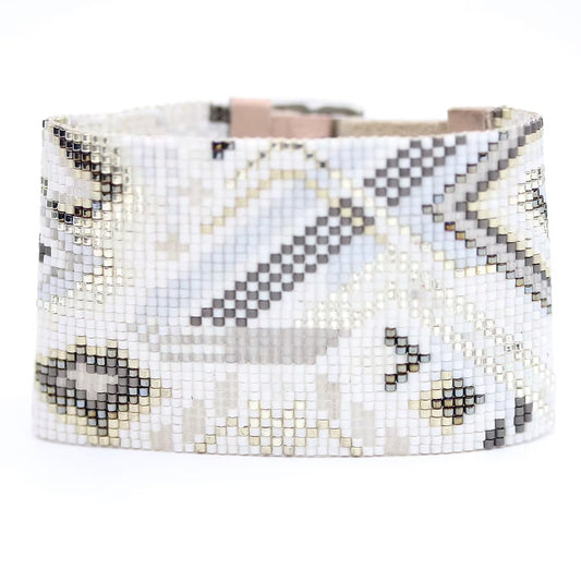 Quartz Handwoven Beaded Cuff Bracelet