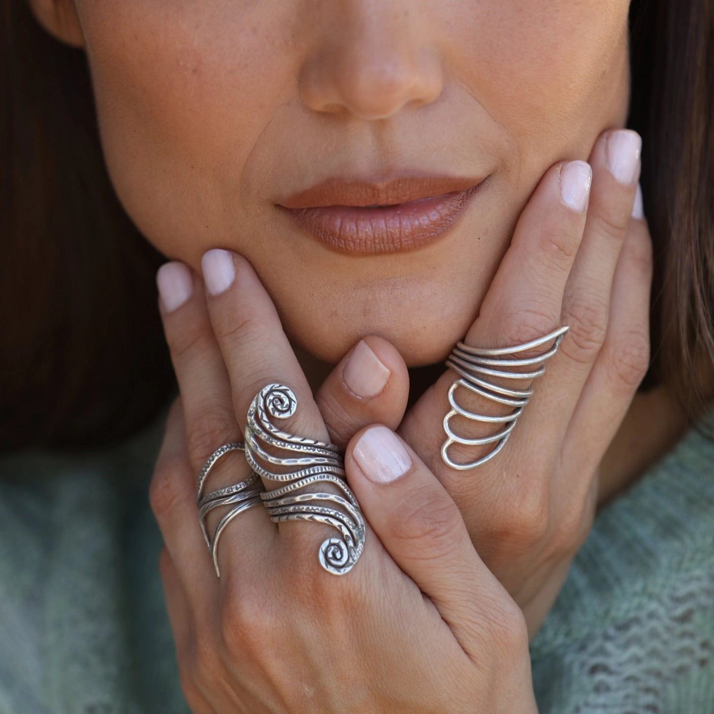 Silver Cosmic Energy Swish Statement Ring