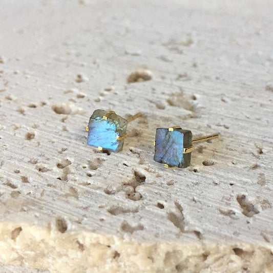 Gemstone Stud Earrings - Labradorite