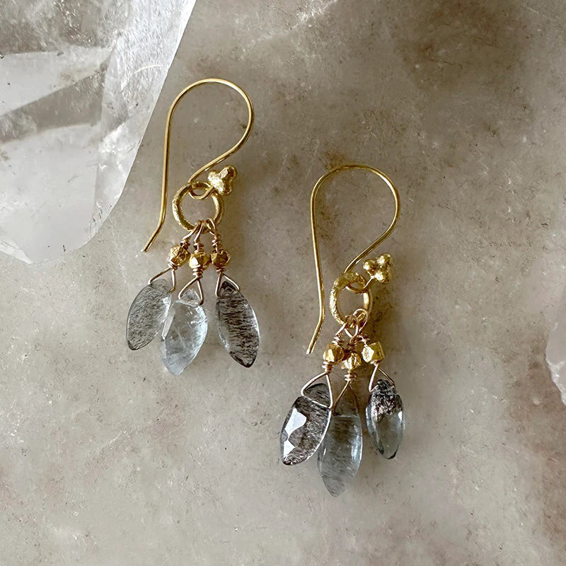 Petite Aquamarine Cluster Earrings