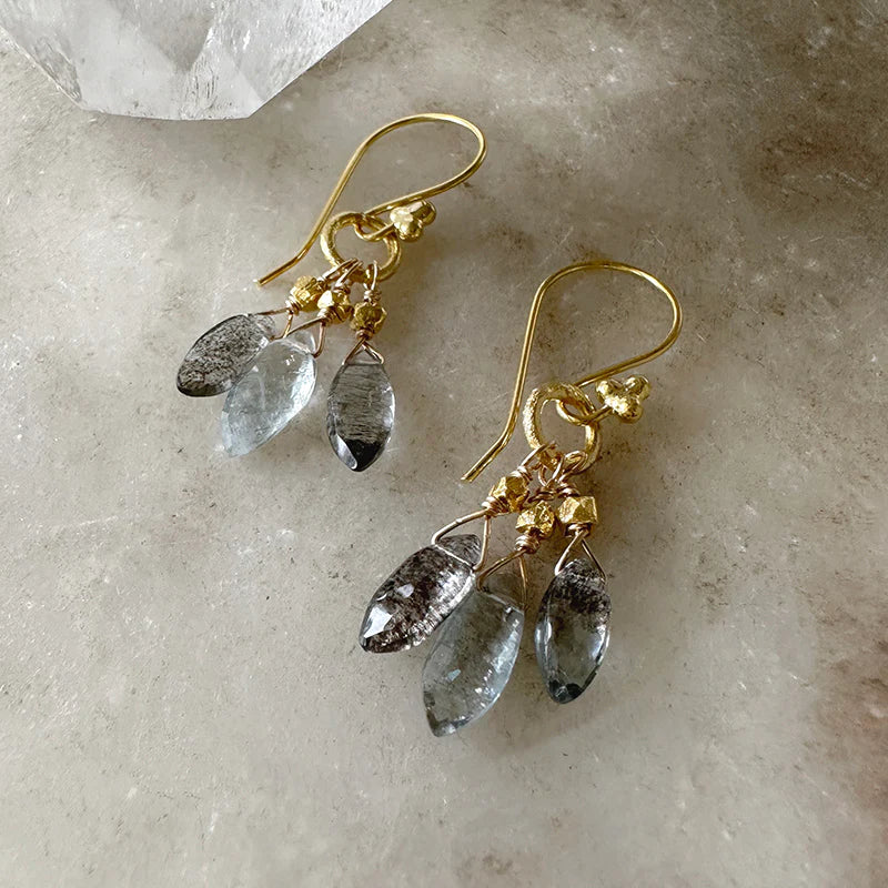 Petite Aquamarine Cluster Earrings